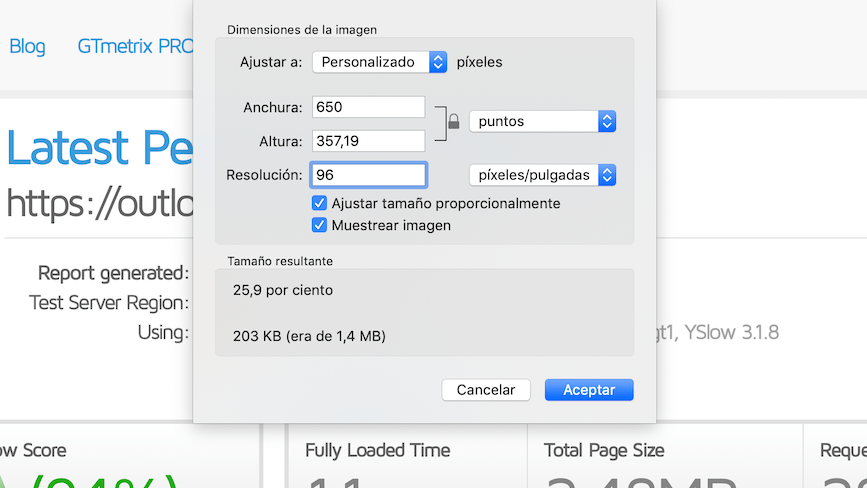 Redimensionar imagen en macOS usando Vista Previa